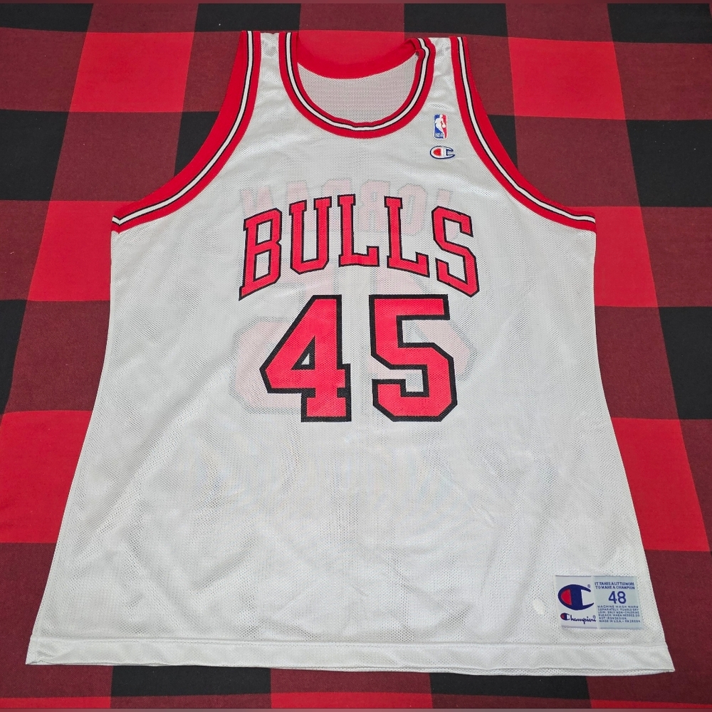 Michael Jordan #45 Chicago Bulls NBA Basketball Champion Jersey Men 48 White New